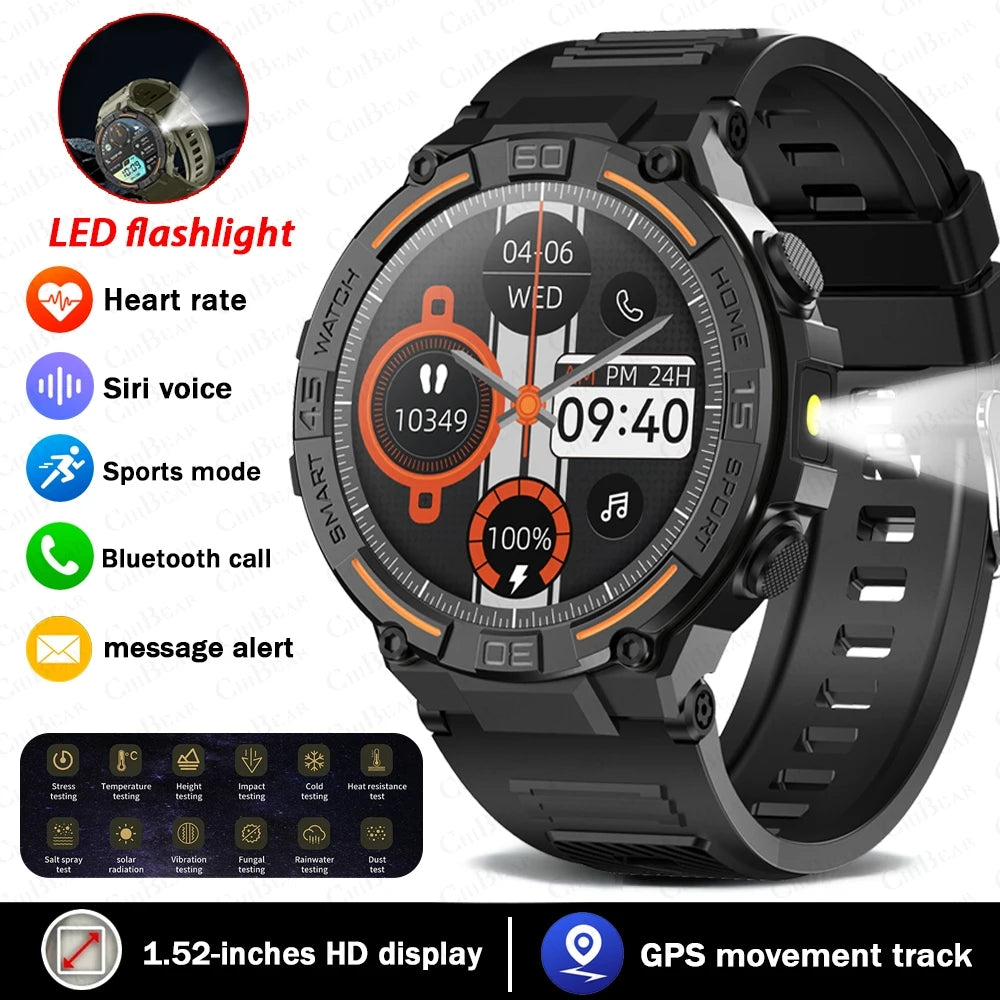 2026 New Military Outdoor SmartWatch Men Bluetooth Call Waterproof Health Monitor Sports Run tracker Smartwatch For Android iOS