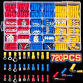 280/480/720pcs Cable Lugs Assortment Kit Insulated Electric Wire Connectors Set Flat Female & Male Crimp Terminals