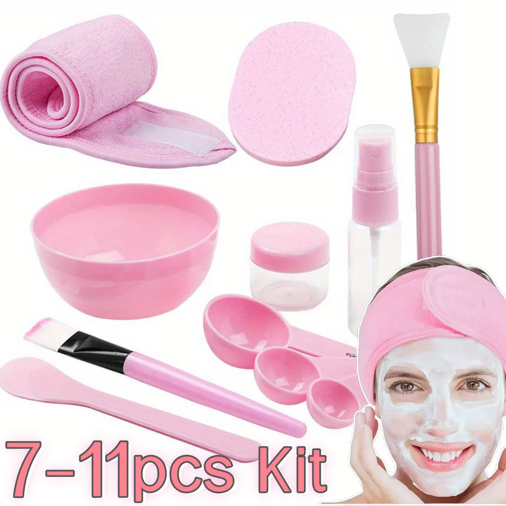 7-11pcs DIY Face Mask Mixing Set Plastic Facial Mask Brushes Kit Beauty Tool for Home SPA Salon Skincare Routine Mixing Bowl Set