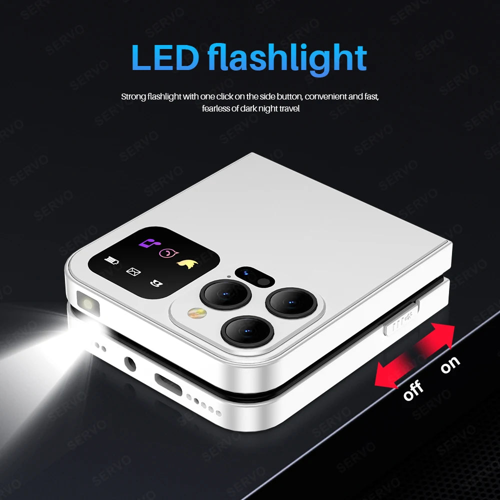 SERVO A50 PRO Flip Mobile Phone 2G GSM Call Recording Blacklist Speed Dial Flashlight Foldable Feature Cellphones Dual SIM Card