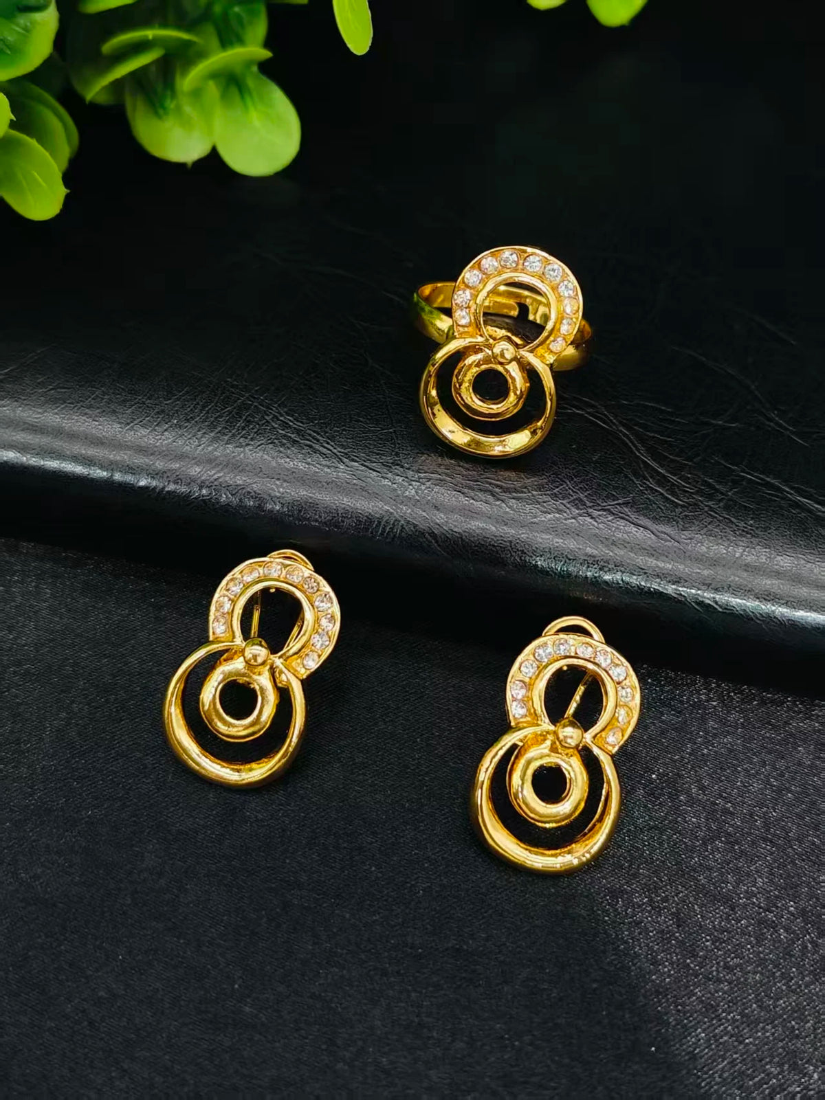 Luxury 24K Plated Gold Italy Dubai Necklace Earrings Bracelet Ring For Women Party Gift ﻿Jewelry Set
