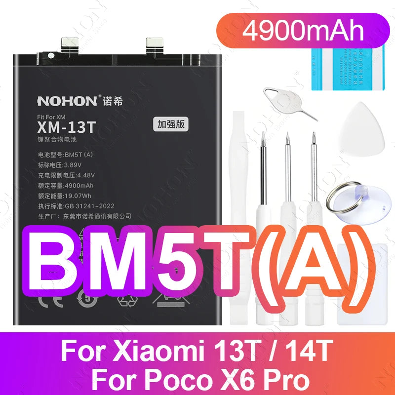 NOHON BN61 Battery for Xiaomi Poco X3 X4 GT X5 X6 Pro F5 F4 F3 F2 M5 M4 M3 M6 Pro C40 Redmi K50 K40 K30 Bateria BM4Y BN57 BP48