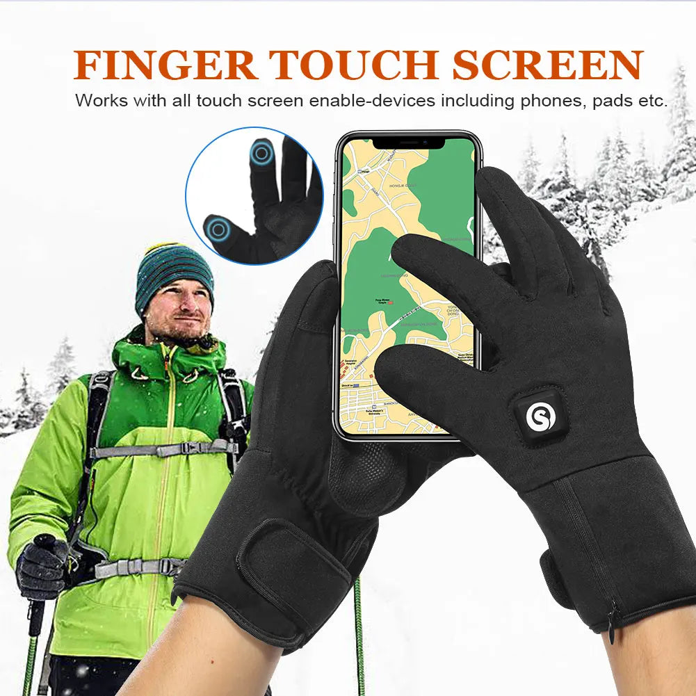 SAVIOR HEAT Heated Mittens Waterproof Electric Heated Skiing Gloves For Men Women Thermal Gloves With Rechargeable Battery Warm