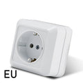 White Wall Mount Socket EU Standard Electrical Outlett Ground Vintage Surface Power Socket Plugs Flame Retardant Plastic