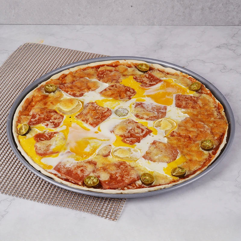 Thickened Pizza Tray with Hole Cheese Pizza Oven Baking Tray Barbecue Commercial Large Baking Tray