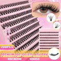 740/200pcs of Eyelash Extension Kit Mix of 30D 40D Lash Clusters Ranging from 9 to 16Mm Suitable for Beginners to Use at Home