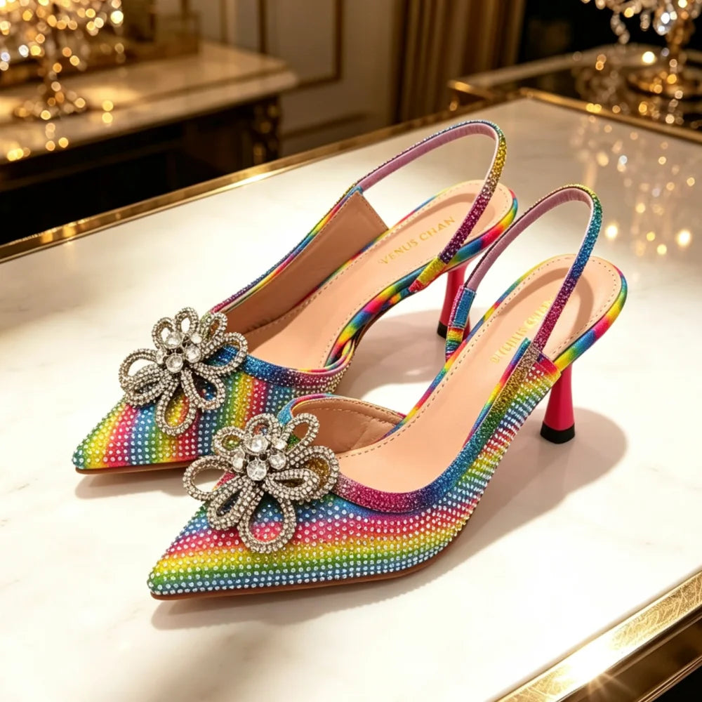 Pointed-Toe Slingback Heels – Six Colors