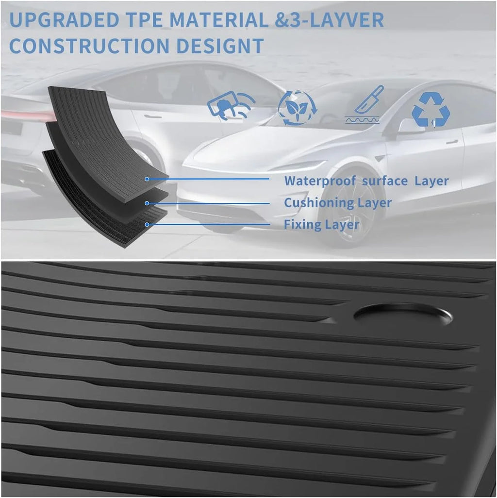 For Tesla Model Y Juniper 2025 2026 Floor Mats Set All Weather TPE Front Rear Trunk Cargo Liner Frunk Mat Storage Mat Accessory
