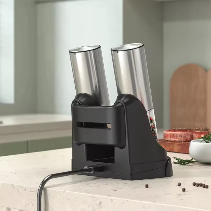 1pc/2pcs MINI USB Rechargeable Automatic Pepper Grinder Adjustable Coarseness Salt And Pepper Mill for Kitchen Spice Grinder