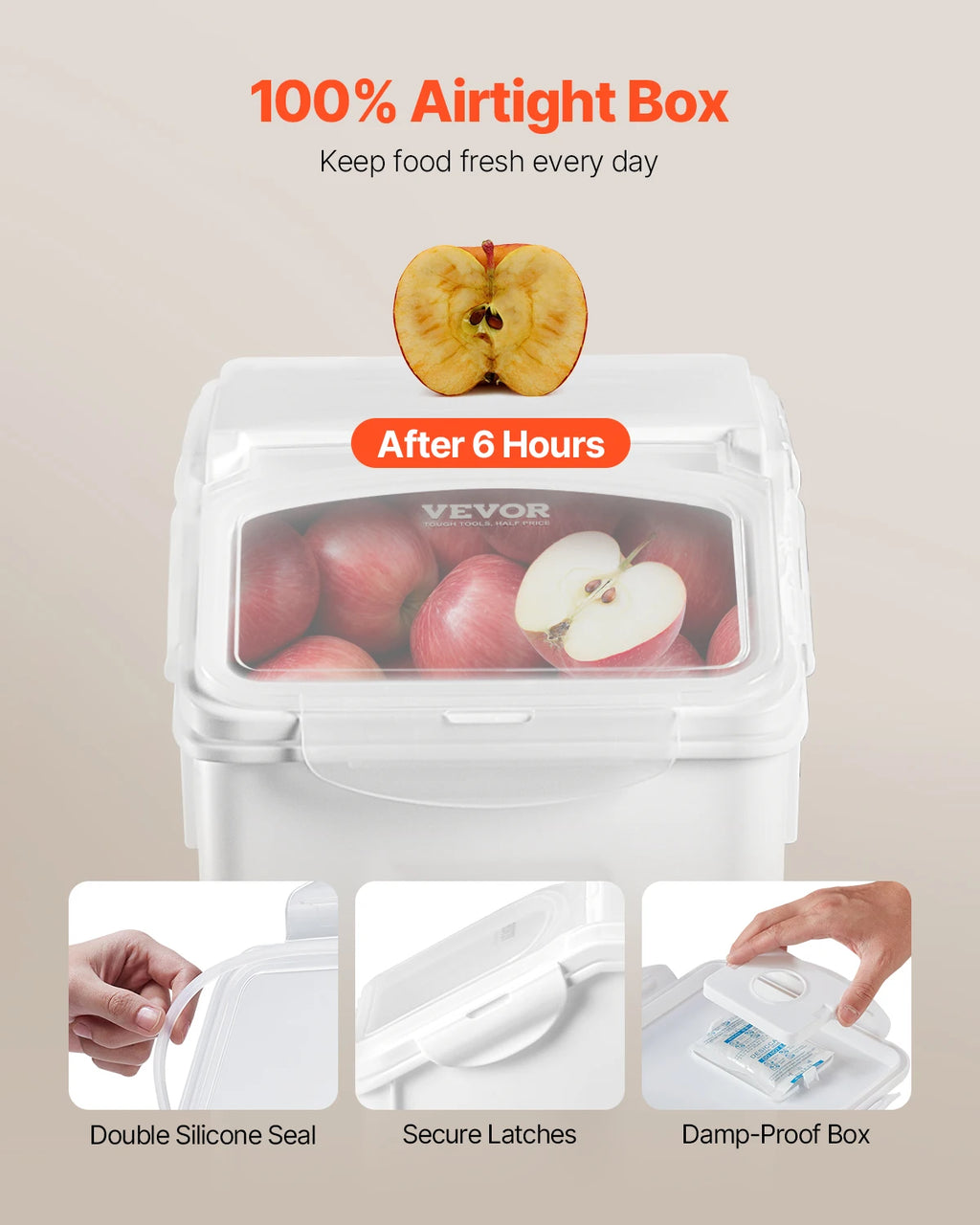 VEVOR 4pcs Rice Storage Container Large Dog Food Dispenser Bin, Kitchen Ingredient Grain Cereal Bin Pet food Containers