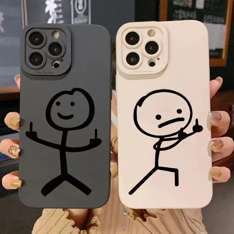 Cute Cartoon Matchman Matte Silicone Phone Case For iPhone 18 16 11 12 13 14 15 17 Pro Max XR XS X 7 8 Plus 16E Soft Back Cover