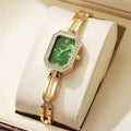 Fashion Rhinestone Rectangle Women Watches Casual Stainless Steel Gold Bracelet Ladies Quartz Wristwatch（Without Box）