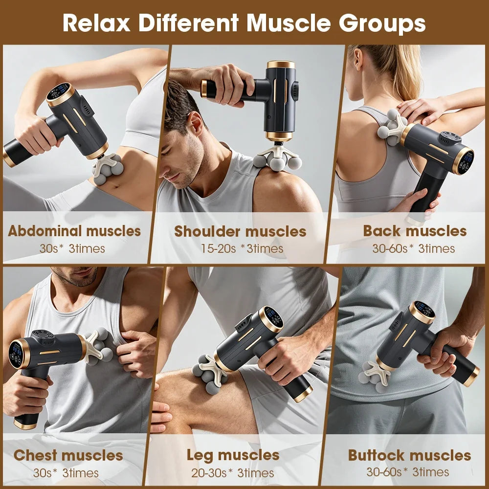 Electric Fascia Gun 24W 99 Gear Adjustable 11 Replacement Head Deep Tissue 8mm Percussion Massager Rechargeable Home Gym Massage