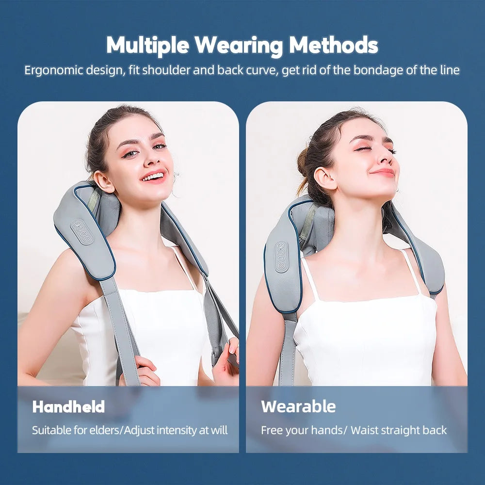 Foreverlily 26W Neck And Shoulder Massager Wireless Shoulder And Back Kneading Massage Shawl Trapezius Neck Cervical masajeador