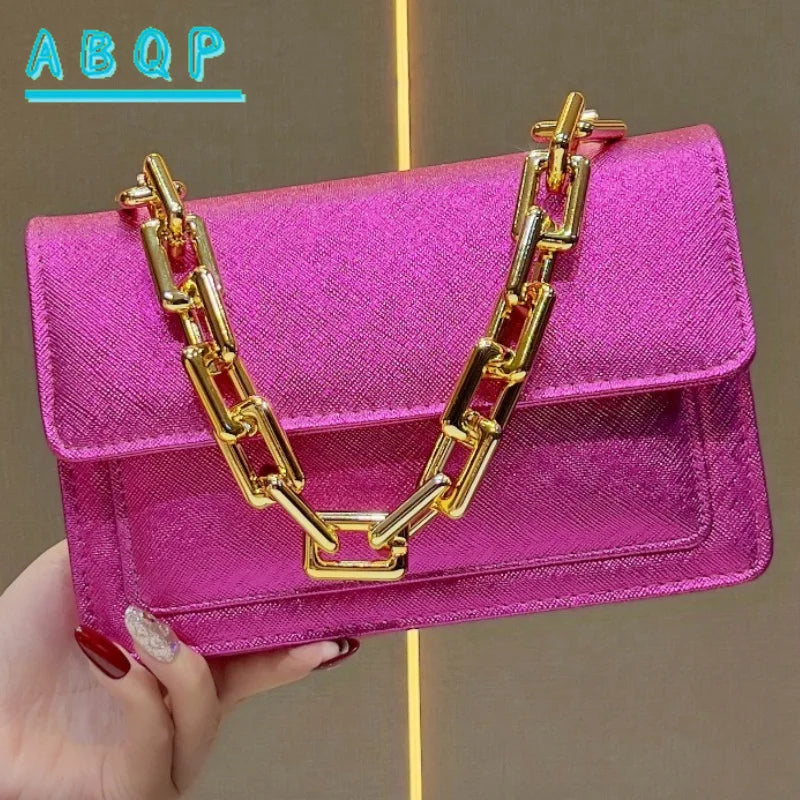 New Evening Women's Bags Luxury Brand Shiny Leather Dinner Party Women's Handbags Fashionable Women's Shoulder Crossbody Bags
