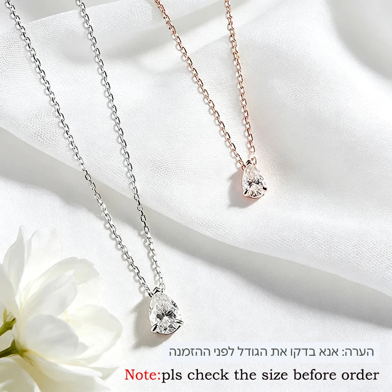 Smyoue Certified 1CT 2CT Pear Cut D VVS1 Moissanite Necklace for Women 18k Gold Plated Jewelry 100%  Sterling Silver 925 Pendant