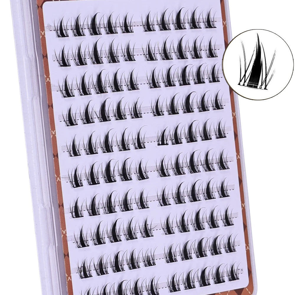 DIY Self-Adhesive Cluster Lashes 10 Rows/Box, Glue-Free Manga Style Sectioned Eyelashes Natural Look
