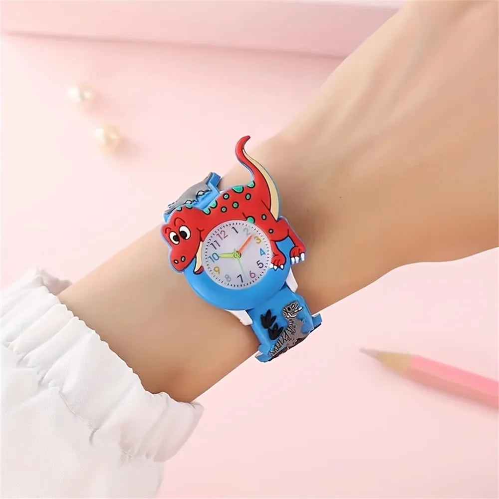 Kids Cartoon 3D Dinosaur Silicone Quartz Watch Student Watch