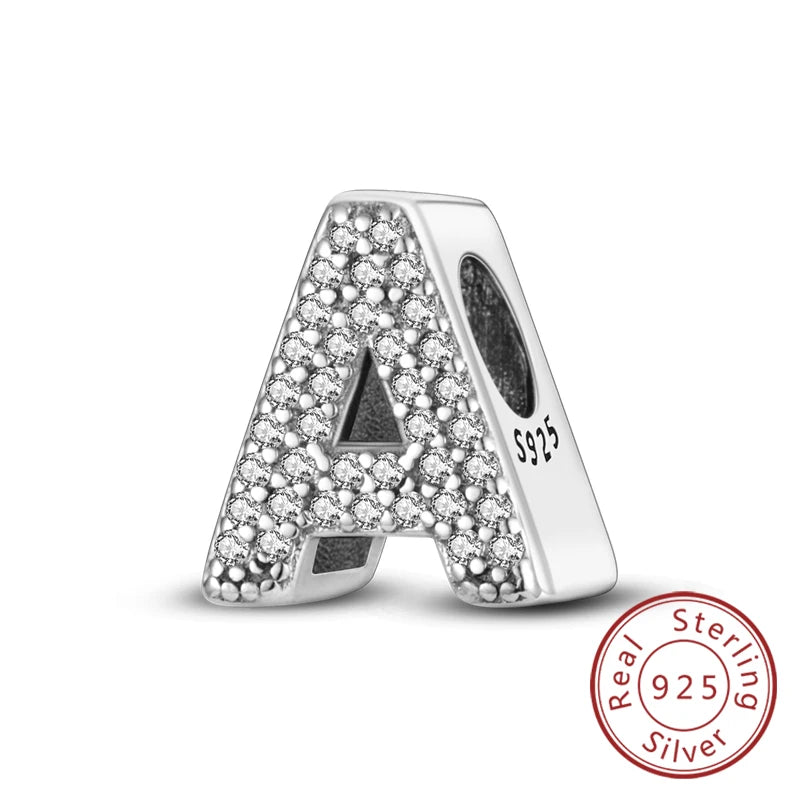 Charms Fit Original Bracelet A-Z Alphabet Charms Beads 925 Sterling Silver 26 Letters Charm for Women Girl DIY Fine Jewelry Gift