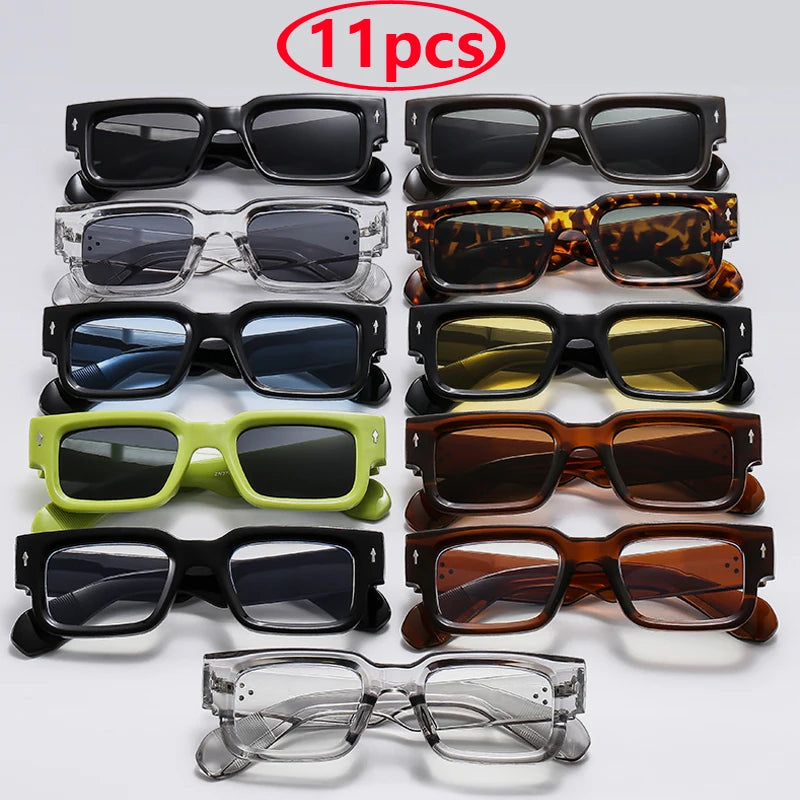 New Men's Personality Minimalist Style Sunglasses Fashion Cool Retro Rectangle Glasses Oculos De Sol Femino