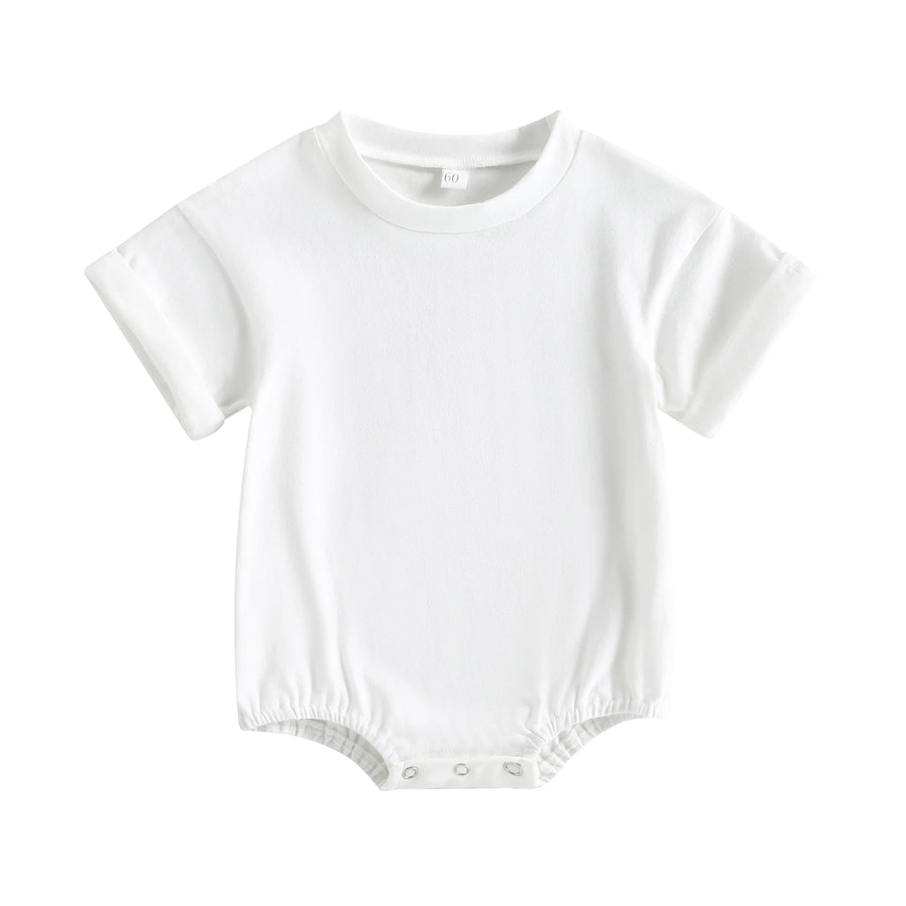 Citgeett Summer Infant Baby Boys Girls Bodysuit Short Sleeve Solid Color Jumpsuit Solid Casual Clothes