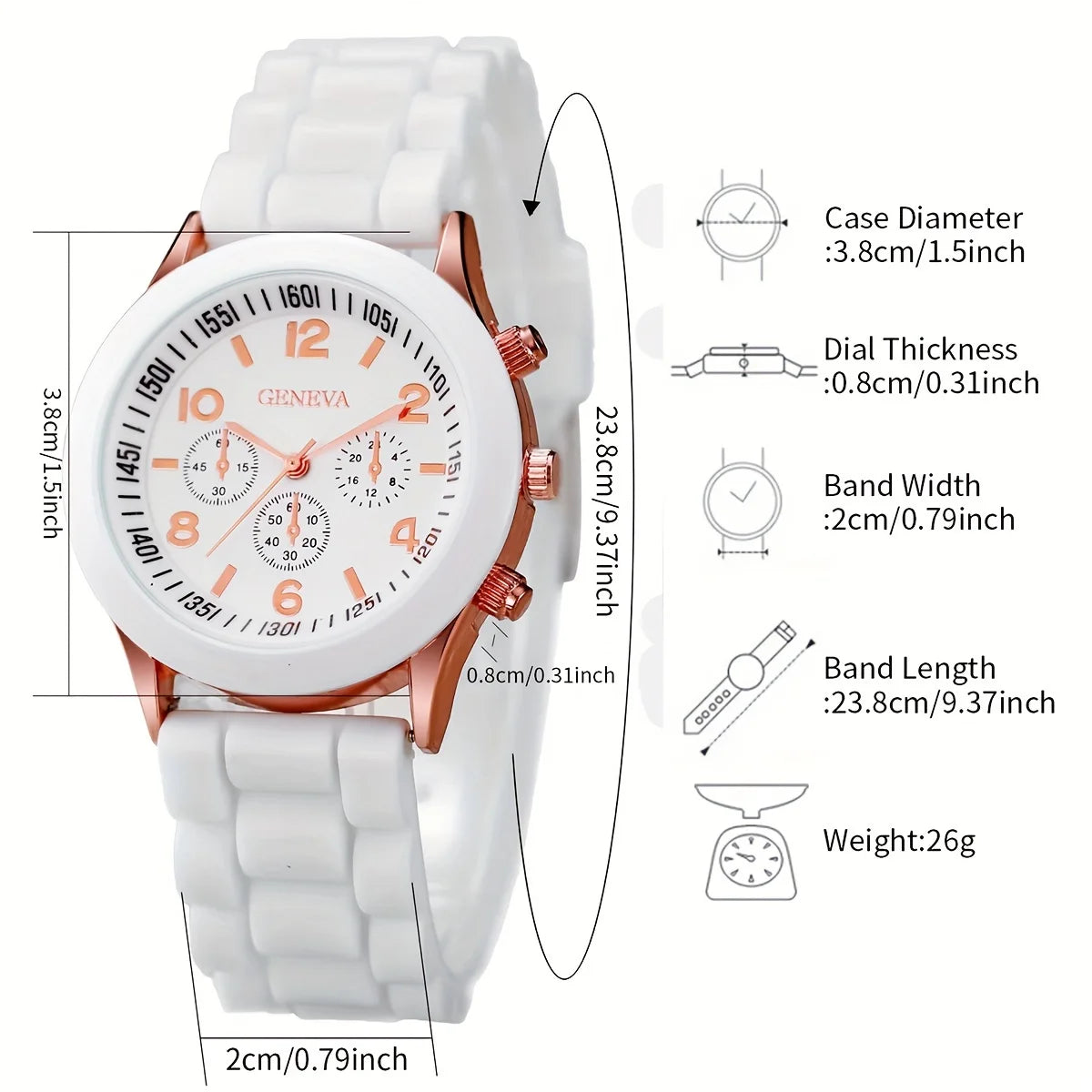 6PCS/Set Women's Watch Casual Silicone Band Analog Quartz Watch Rhinestone Heart Jewelry Set(Without Box)