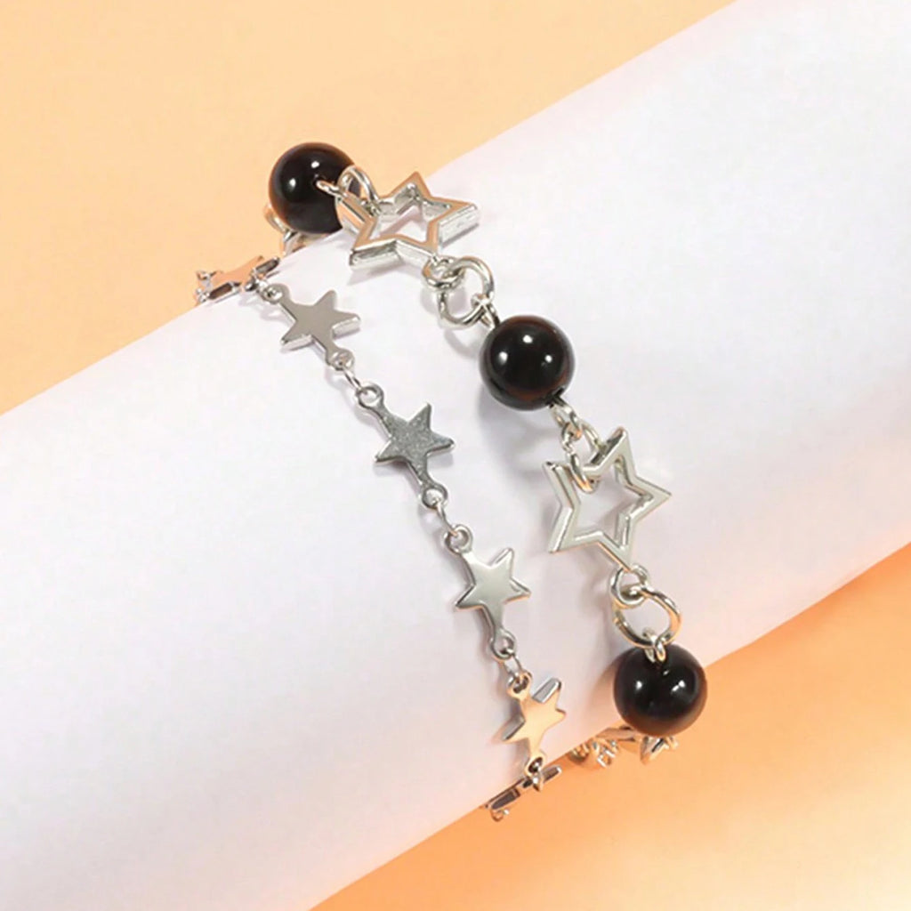 Y2K Celebrity Couple Bracelet Set, Imitation Pearl Star Friendship Bracelet, Perfect Gift for Holidays