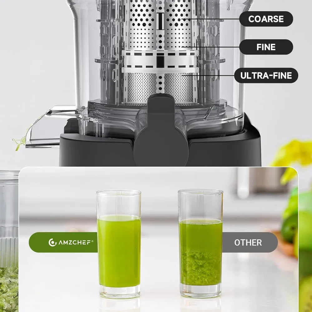 5.4" Wide Chute Cold Press Juicer, Auto-Cutting, 60RPM Slow Masticating, High Juice Yield, Easy Clean