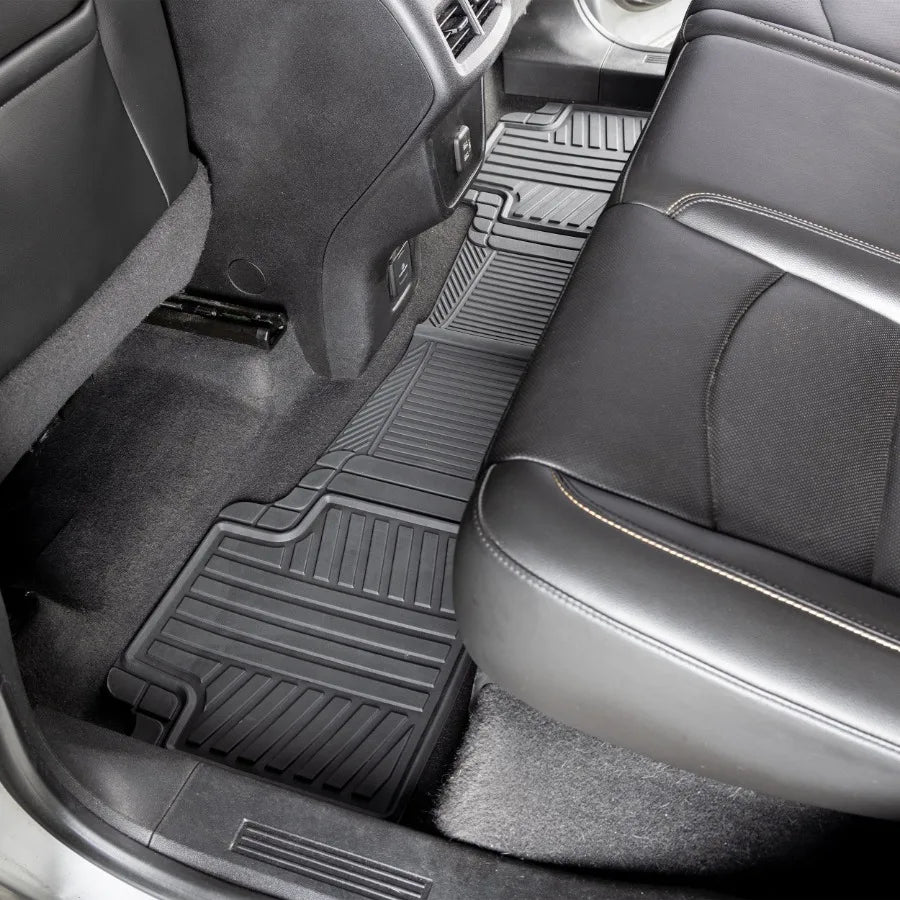3-Piece Black Full Coverage Floor Mats with Reinforced Heel Pad and Anti-Slip Cleats