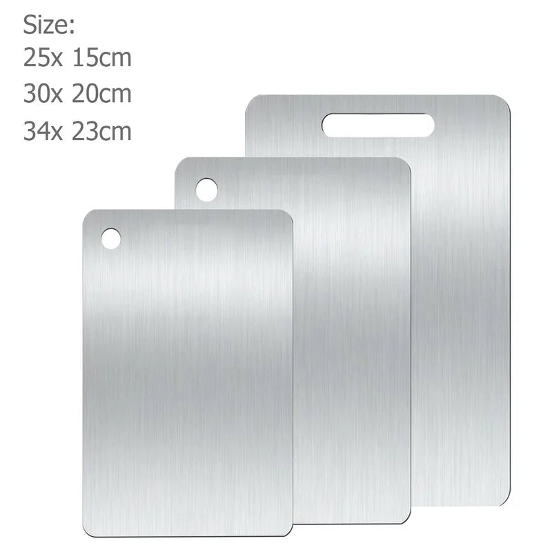WXCOO Double-sided Cutting Board Kitchen Stainless Steel or Natural Bamboo Chopping Board for Fruit Meat Vegetable Cutting Board