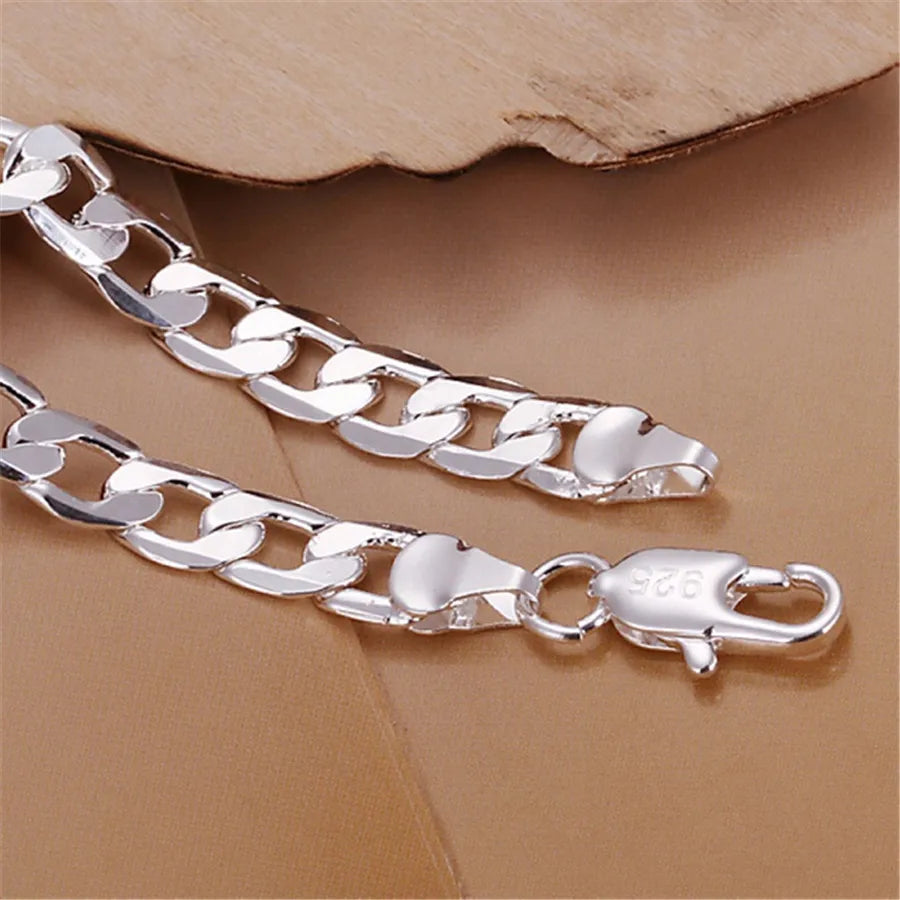 925 Sterling Silver 4MM Chain Bracelet Necklace Sets for Men Women jewelry lady Christma gifts charms wedding Cute gift