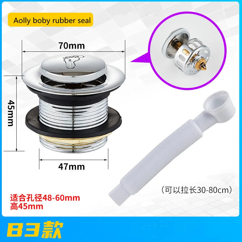 Brass Pop Up Drain Stopper Waste Filter Strainer Hair Catcher Bath Sink Deodorant Sewer Drainage Water Hose Bathtub Accessories