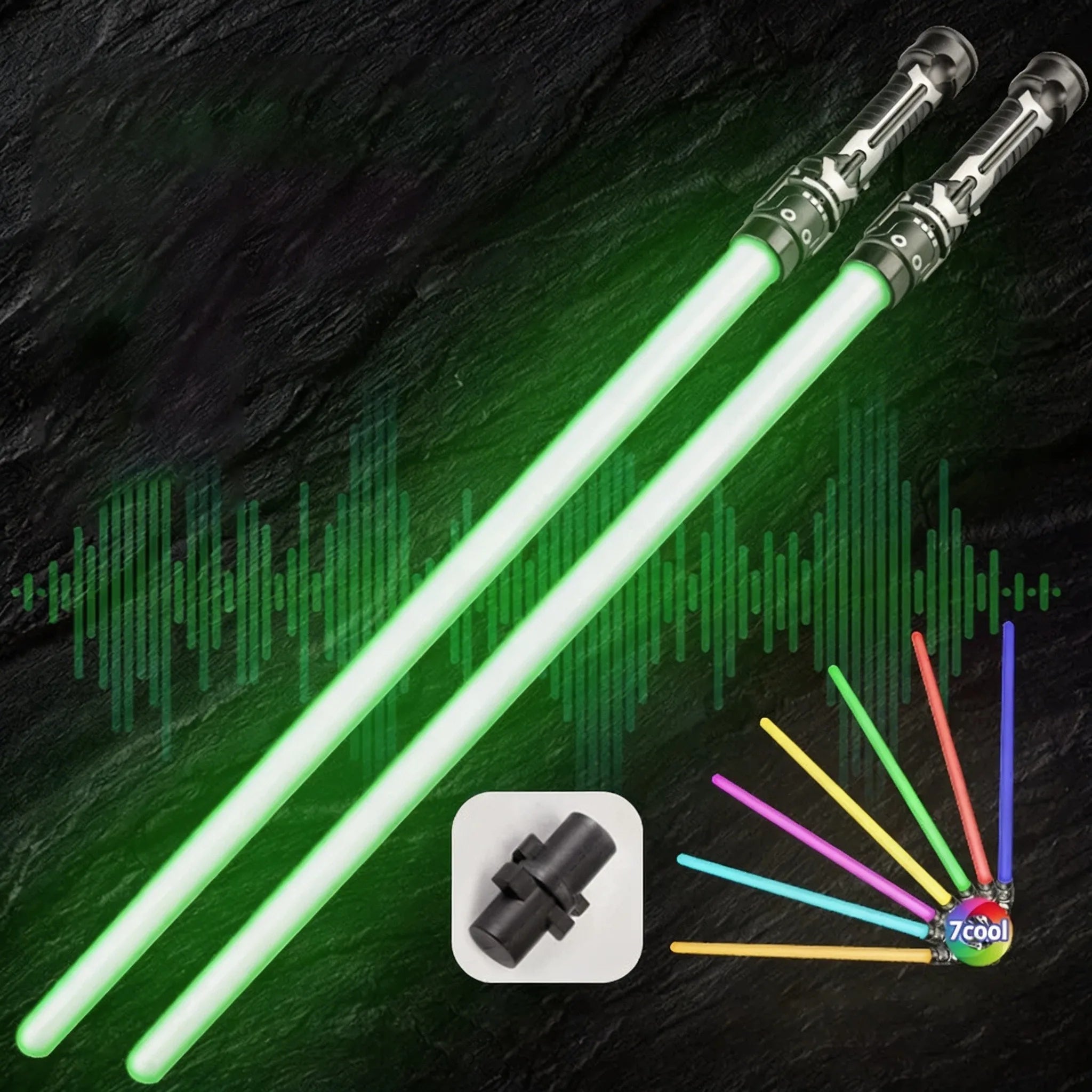 2 in 1 Telescopic Glow Light Sword 7 Color Changing Flashing Stick with Battle Sound Cosplay Party Prop Interactive Play Toy