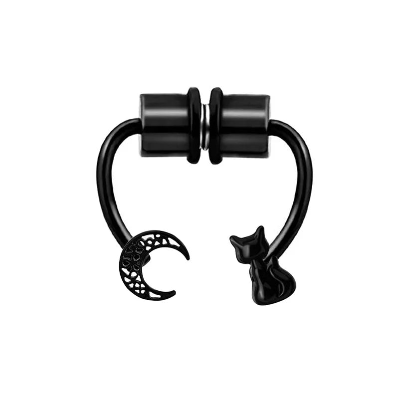Stainless Steel Magnet Nose Piercing Heart Butterfly Fake Nose Ring 16G Horseshoe Ring Bee Nose Clip Body Jewelry for Piercings