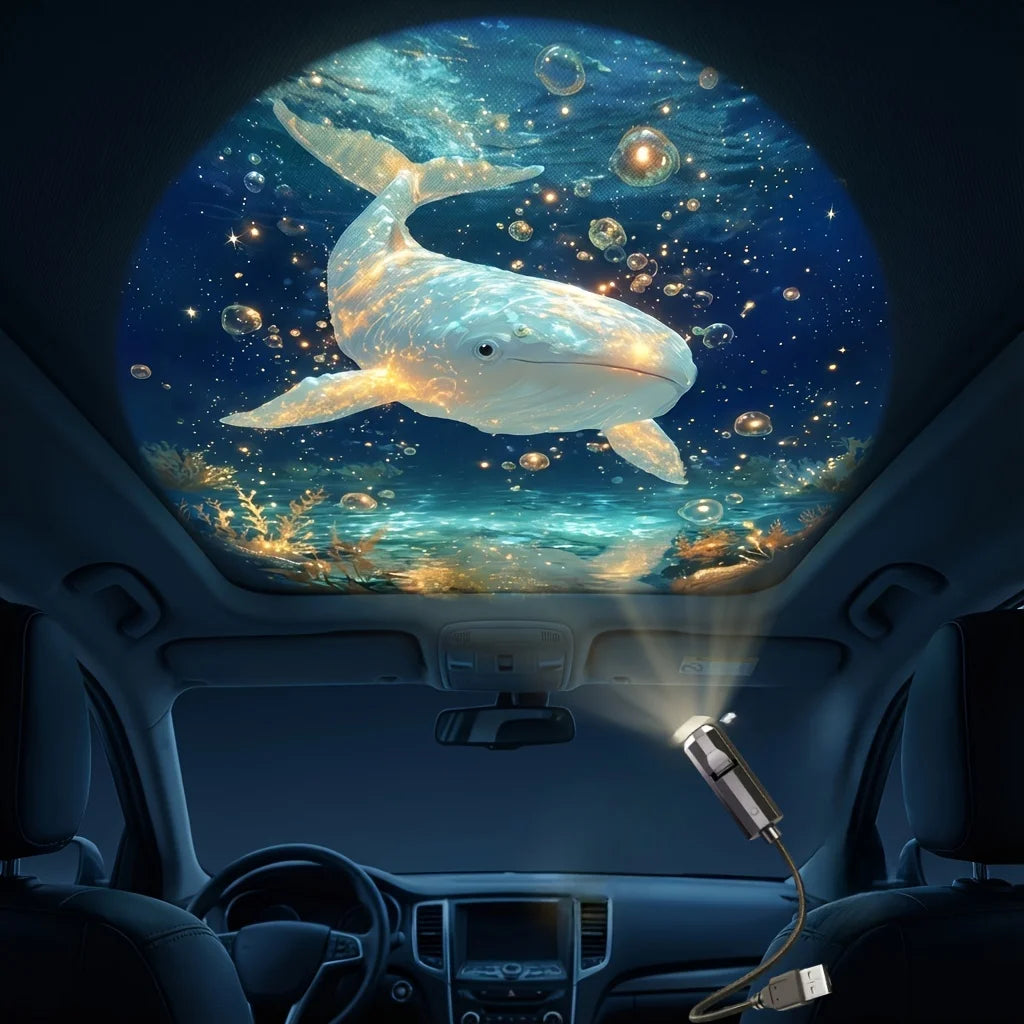 Ocean USB Projector Night Light, 8 Replaceable Lamp Sheets for Ambient Light, Home Bedroom Ceiling Projector Light