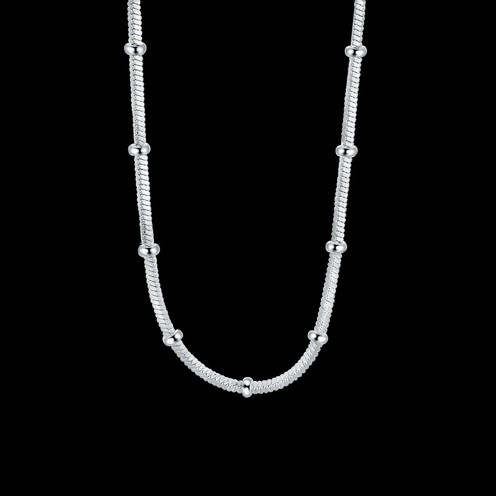 925 Sterling Silver snake beads chain Beautiful Simple bead Necklace For Women Fashion Jewelry Christmas Gifts