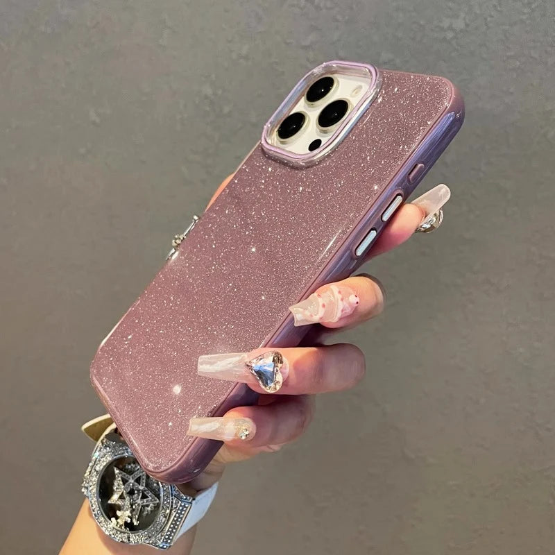 Luxury IMD Glitter Candy Color Hard Case For iPhone 16E 16 15 14 13 12 11 XS Max X XR SE 7 8 Plus Hybrid Silicone Soft PC Cover