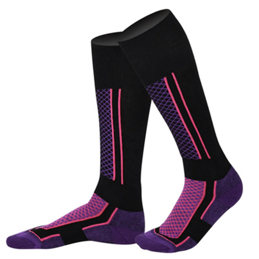 Winter Thermal Compression Ski Socks Over The Calf Warm Breathable Cushioned Sports Socks for Hiking Running Skiing Snowboarding
