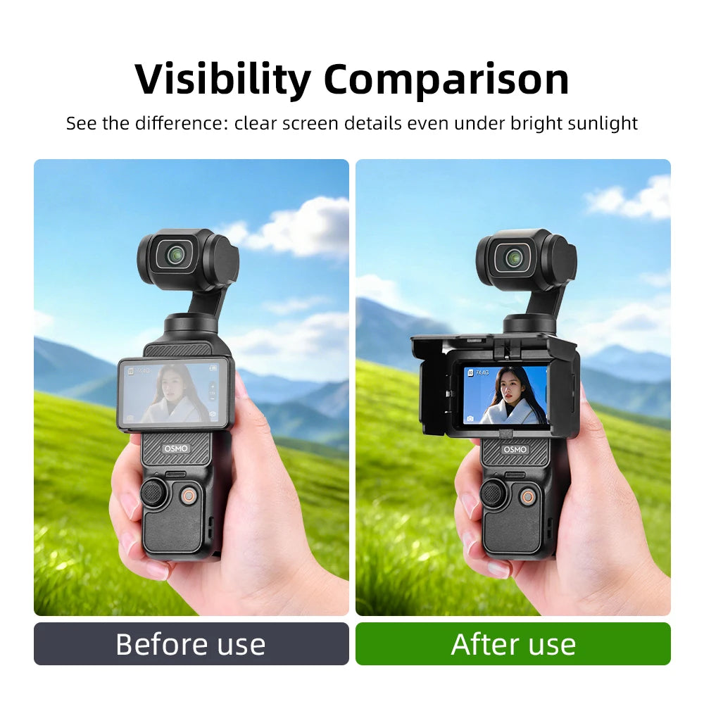 BRDRC Sunshade for DJI Osmo Pocket 4P/4/3 Light Weight Screen Hood Cover Foldable Anti-Glare Sun Hood Outdoor Shooting Accessor