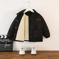 Autumn Kids Cotton Jacket Winter Boys Solid Color Thick Plus Velvet Warm Coat For 3-10 Years Teen Children Outerwear Clothing ﻿