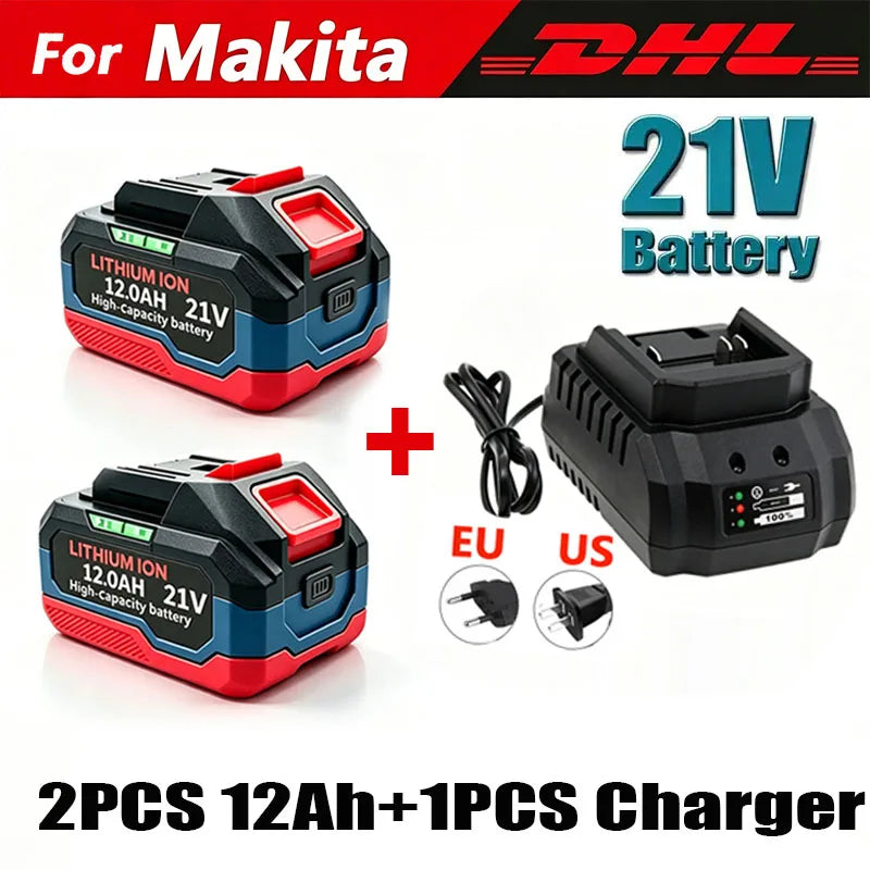 21V 12Ah Lithium Ion Battery Pack Replacement for Makita 18V LXT Cordless Tools Battery, Fits DDF487 BL1830 BL1850