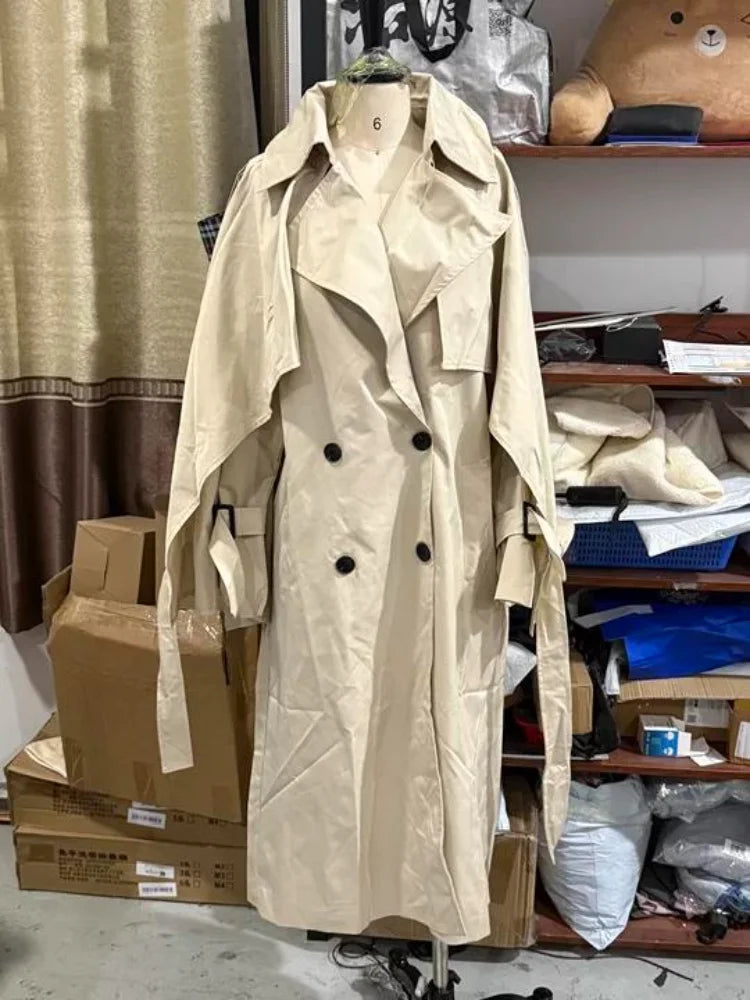 Casual Solid Long Trench Coat Women Stand Collar Long Sleeve Single Breasted Lace Up Jacket 2026 Autumn Lady Commute Outwear