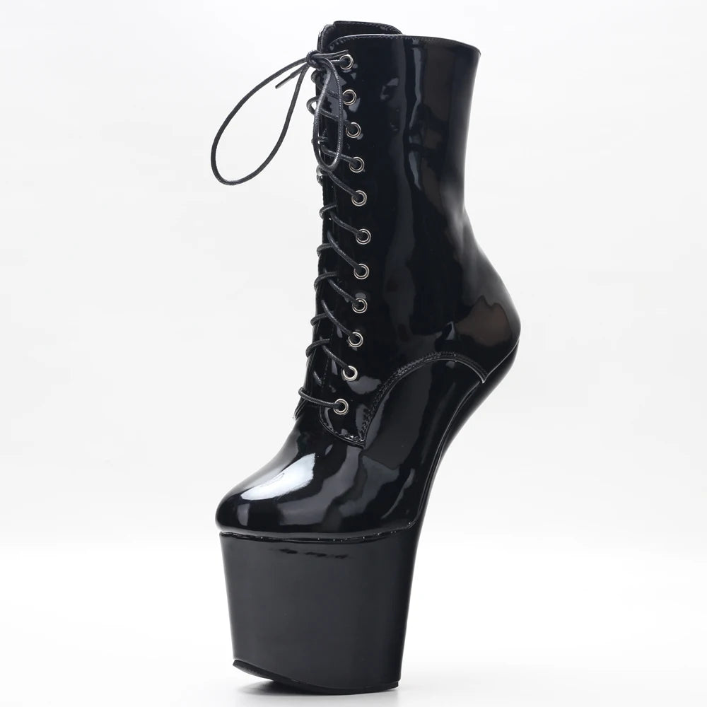 8 Inch High Heelless Exotic Pole Dance Platform Ankle Boots Extreme Fetish Size36-46 In Stock Fast Shipping