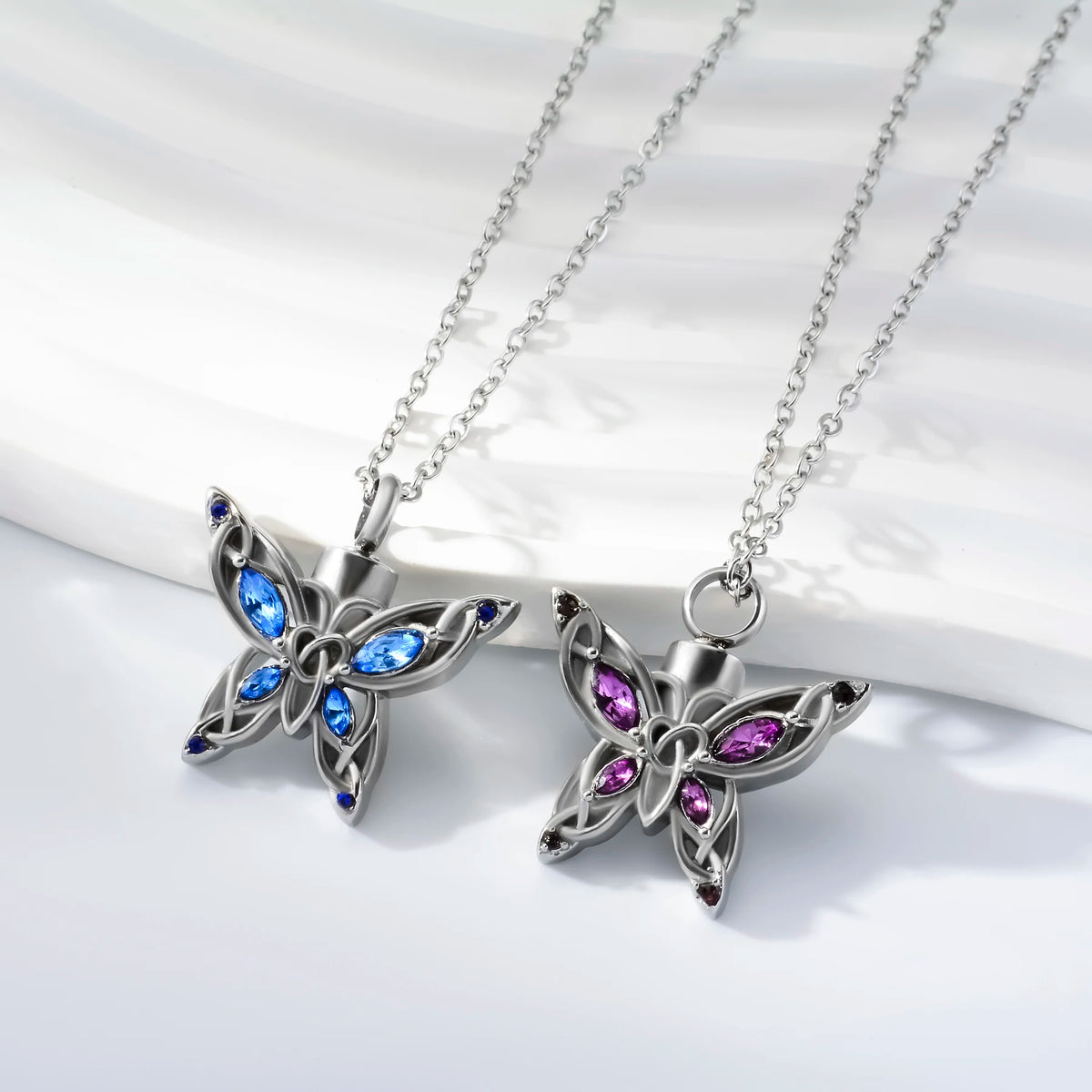 Butterfly Ash Holder Urn Pendant Necklace Stainless Steel Cremation Jewelry with 20" Chain Filling Kit