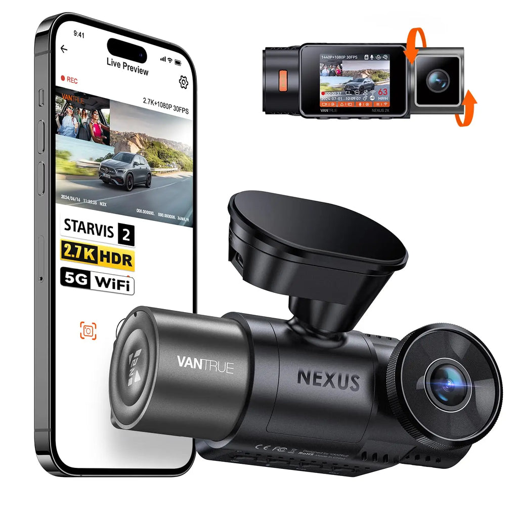 Vantrue N2X 2.7K Dash Cam Front and Inside, 5G WiFi Dual Dash Camera for Car with HDR IR Night Vision,  GPS, LTE Support, 60FPS