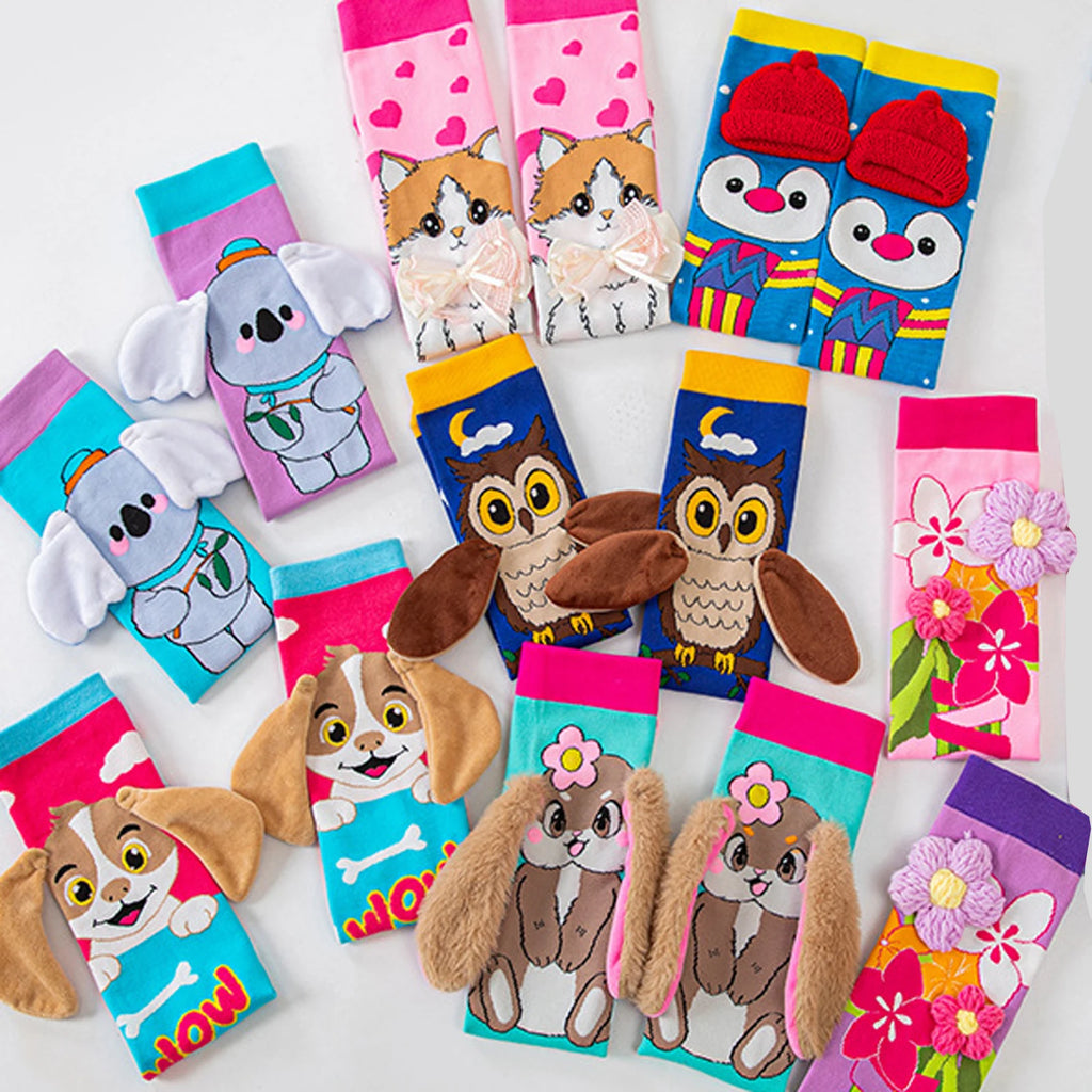 Cartoon Dog Rabbit Girls Boys Stockings Funny Penguin 3D Kids Socks Party Festival Children Long Socks Knee-high Socks
