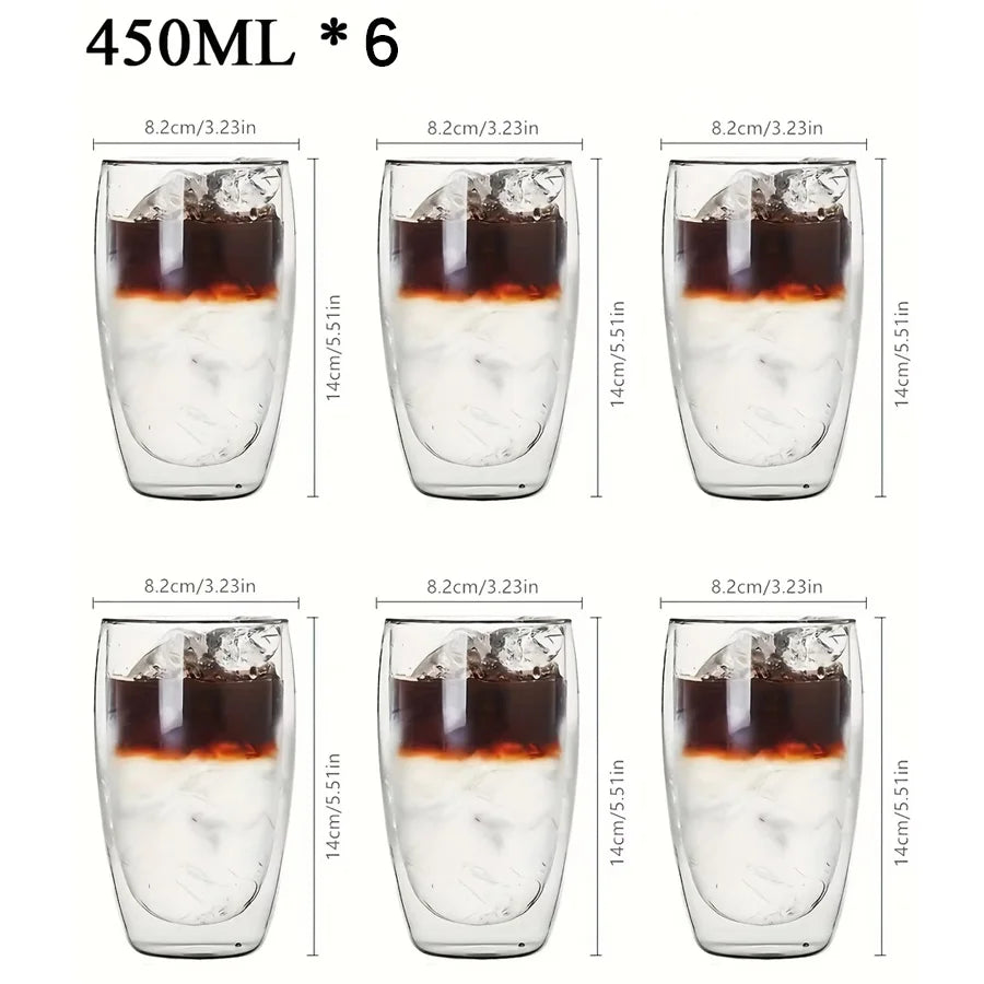 Double Wall Glass Cup Heat Insulation Transparent Handmade Tea Drink Cups MINI Whisky glasses Espresso Coffee Mug set 250-450ml