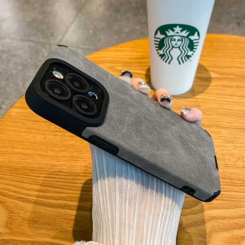 Luxury Matte Soft Leather Phone Case For iPhone 18 17 15 14 Plus 13 12 11 Pro Max 16 Lens Protection Shockproof Silicone Cover