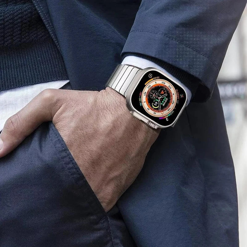 Luxury Stainless Steel Strap For Apple Watch Series 10 9 46mm 45mm 41mm 42 44 40mm Link Bracelet Iwatch Ultra 2 49mm Metal Band