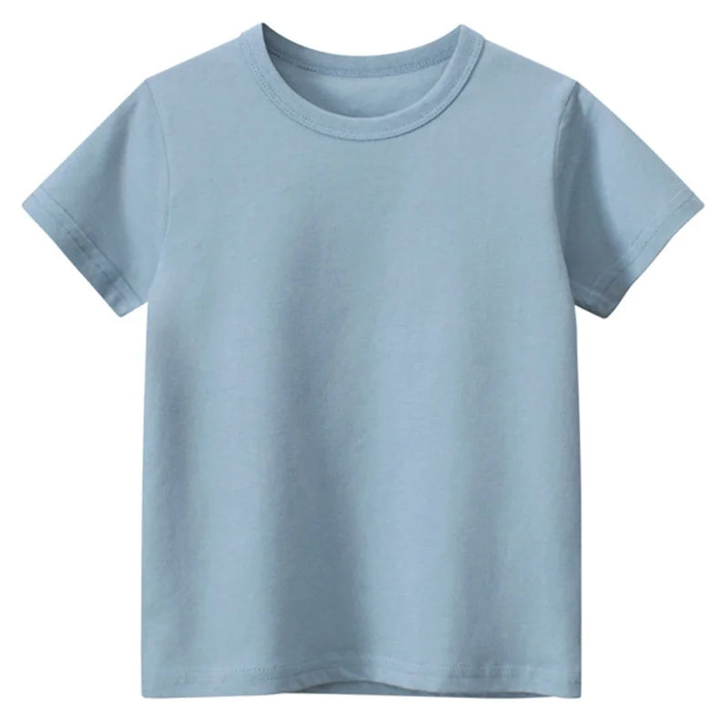 Kids Solid T Shirt Tops for Child Boys Girls Baby Toddler Blank Cotton Clothes White T-shirts Children Summer Tees Short Sleeve